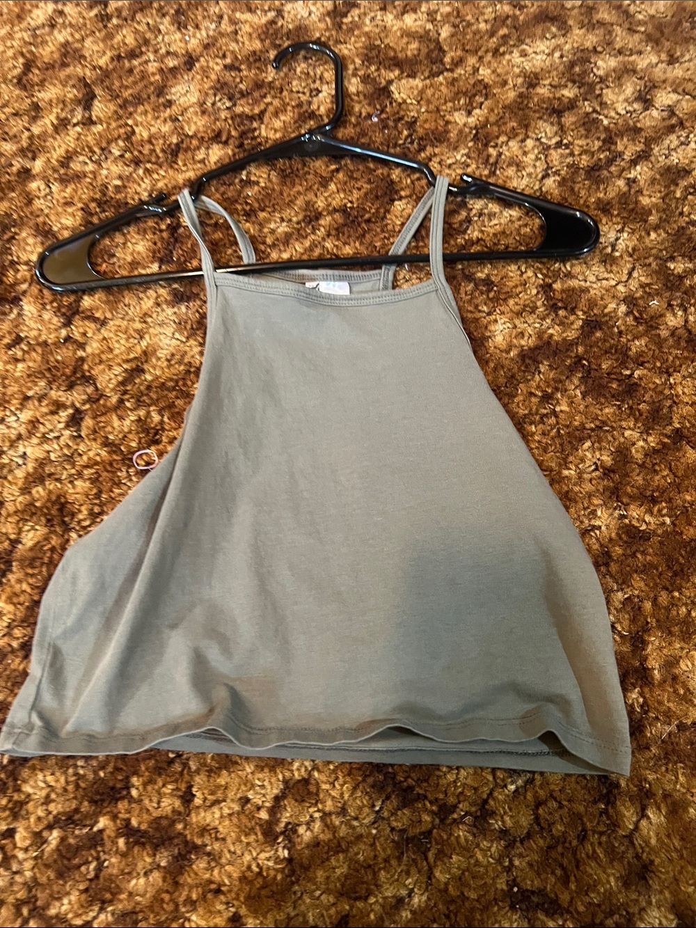 H&M Olive High-Neck Cropped Tank Top